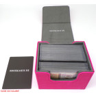 Docsmagic.de Premium Magnetic Sideflip Box 100 Pink + Deck Divider - MTG - PKM - YGO - Kartenbox Rosa