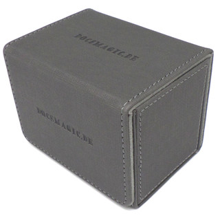 Docsmagic.de Premium Magnetic Sideflip Box 80 Silver + Deck Divider - MTG - PKM - YGO - Kartenbox Silber