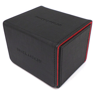 Docsmagic.de Premium Magnetic Sideflip Box 100 Black/Red + Deck Divider - MTG - PKM - YGO - Kartenbox Schwarz/Rot