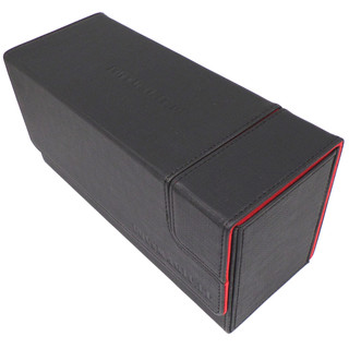 Docsmagic.de Premium Magnetic Tray Long Box Black/Red Small - Card Deck Storage - Kartenbox Aufbewahrung Transport Schwarz/Rot