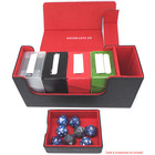 Docsmagic.de Premium Magnetic Tray Long Box Black/Red Small - Card Deck Storage - Kartenbox Aufbewahrung Transport Schwarz/Rot