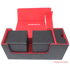 Docsmagic.de Premium Magnetic Tray Long Box Black/Red Small - Card Deck Storage - Kartenbox Aufbewahrung Transport Schwarz/Rot