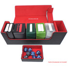 Docsmagic.de Premium Magnetic Tray Long Box Black/Red Medium + 3 Flip Boxes - Schwarz/Rot