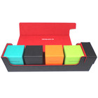 Docsmagic.de Premium Magnetic Tray Long Box Black/Red Large + 4 Flip Boxes Mix 3- Schwarz/Rot