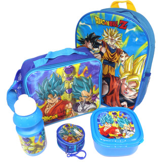 Dragon Ball Z Geschenkset Rucksack + Geldbörse + Isoliertasche + Trinkflasche + Pausenbrotdose - Offiziell Lizensiert - Backpack + Coin Purse + Lunch Bag + Sports Bottle + Sandwich Box - Gift Bundle