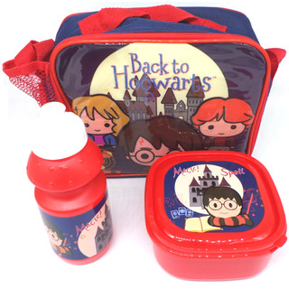 Harry Potter Geschenkset Isoliertasche + Trinkflasche + Pausenbrotdose - Offiziell Lizensiert - Lunch Bag + Sports Bottle + Sandwich Box - Gift Bundle