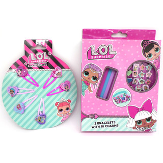 L.O.L. Surprise Geschenkset 3 Armbänder + 18 Anhänger + 6 Haarklips - Offiziell Lizensiert - 3 Bracelets + 18 Charms + 6 Hair Clips - Gift Bundle