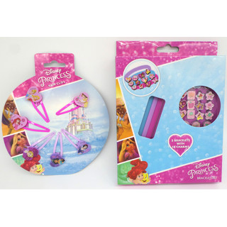 Disney Princess Geschenkset 3 Armbänder + 18 Anhänger + 6 Haarklips - Offiziell Lizensiert - 3 Bracelets + 18 Charms + 6 Hair Clips - Gift Bundle