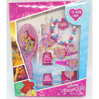 Disney Princess Geschenkbox Mädchen 11-teilig - Offiziell Lizensiert - Haarbürste - Haarbänder - Haarklips - Ring - Perlenarmband - Haarklammern - Beauty Set