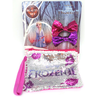 Disney Frozen Set Spiegel + Pailletten Geldbörse + 2 Schleifen - Offiziell Lizensiert - Mirror Sequin Purse and Bow Set
