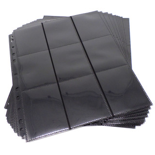 10 Docsmagic.de 18-Pocket Pages Black - Sideloading - 11 Holes - MTG PKM YGO - Ordnerseiten Schwarz