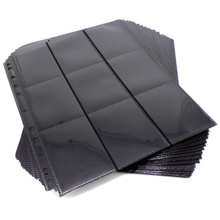 50 Docsmagic.de 18-Pocket Pages Black - Sideloading - 11 Holes - MTG PKM YGO - Ordnerseiten Schwarz