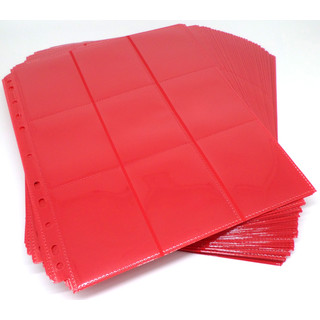 50 Docsmagic.de 18-Pocket Pages Red - Sideloading - 11 Holes - MTG PKM YGO - Ordnerseiten Rot