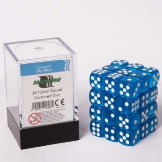 Blackfire Dice Cube ? 12mm D6 36 Dice Set ? Transparent Sky Blue