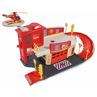 Dickie Toys Feuerwehrmann Sam Fire Rescue Centre, Rettungsstation, Spielzeughaus mit Helikopter, 48x26x23 cm