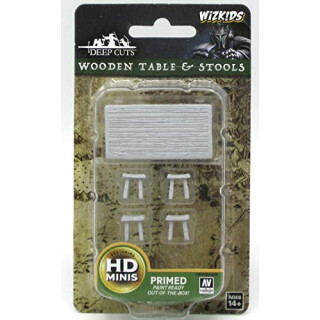 Wizkids Wooden Table & Stools WizKids Deep Cuts Unpainted Miniatures