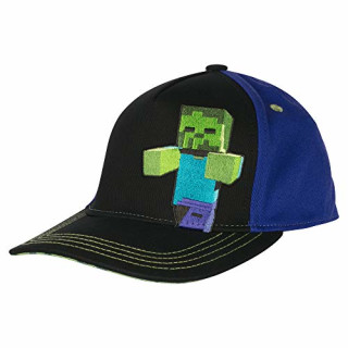 JINX Minecraft Zombie Stretch-Fit Baseball Hat, Black/Blue, Youth Fit