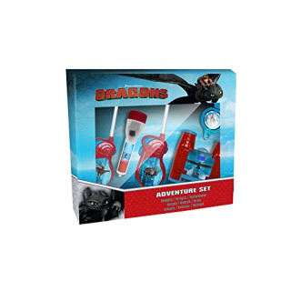 Dragons - Adventureset 5 tlg. bestehend aus: Walkie Talkies (Batterie 6x AA nicht enthalten), Fernglas, Kompass und Taschenlampe (Batterie 2x AAA nicht enthalten) in Geschenkpackung
