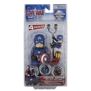 NECA NECA61386 - Captain America Civil War, Solar Powered Body Knocker Limited Edition Geschenkset Inklusive Kopfhörer Scalers und Hubsnaps, 15 cm
