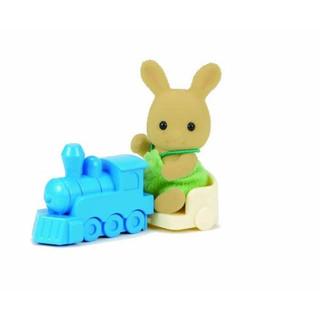 Sylvanian Family 2952, Ocher Hase Baby mit dem Zug