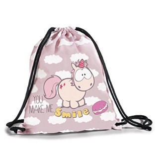 Nici 42353 and Friends Einhorn Theodor You Make me Smile, 34,5 x 39 cm Sportbeutel, weiß Violette