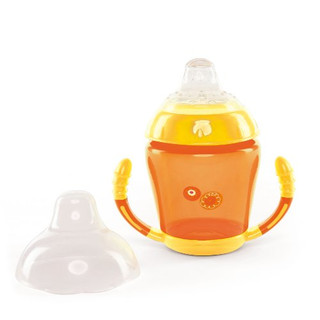 Nuvita 1441 Trinklernbecher mit Schnabelmundstück aus Silikon, orange