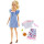 Mattel Barbie - Fashionistas Puppe und Mode Geschenkset, im blauen Kleid, mit rosa Spitze
